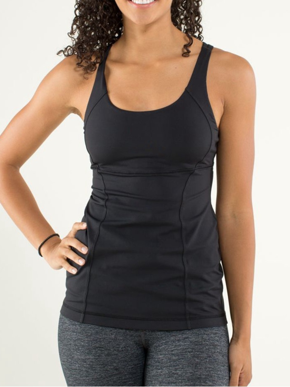 Lululemon Energy Tank Top Medium Black Crossback Built In Bra Athletic Yoga - Picture 2 of 11